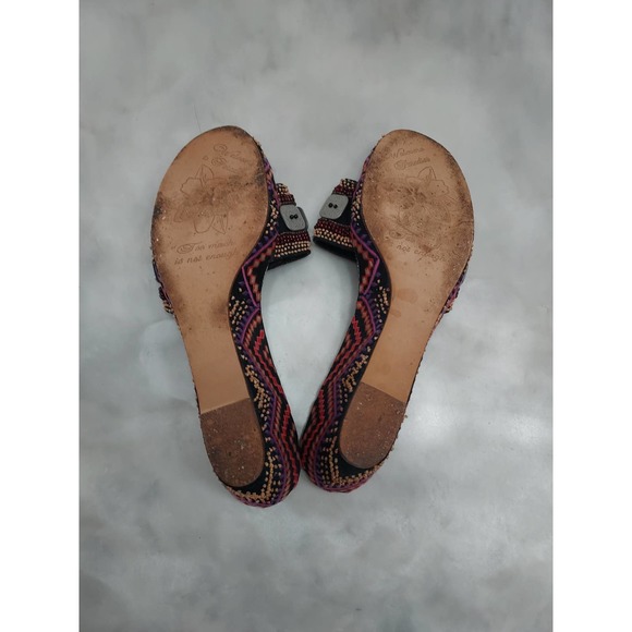 Beverly Feldman  Colorful Wedge Slide Sandals Size 9M - Picture 8 of 9
